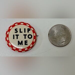 1940s WWII Era Antique Red White Checkered Pinback Button